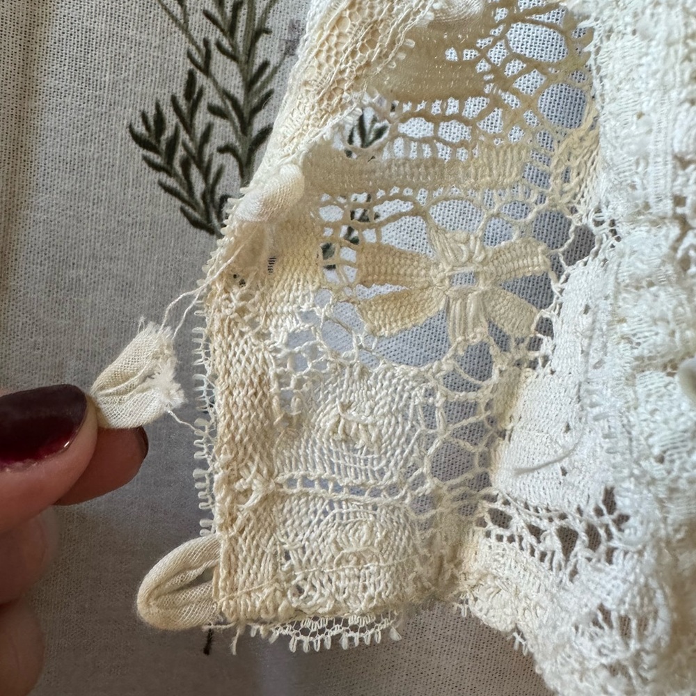 1970’s Gunne Sax by Jessica Cream Lace Long Sleeve Lace Up Dress - Picture 6 of 11